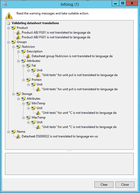 Figure 14: Datasheet approval validation infolog