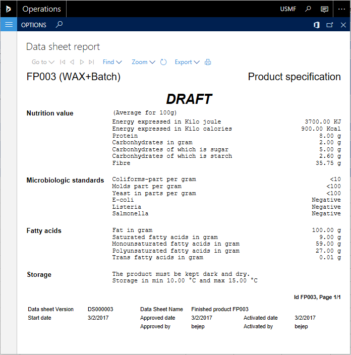 Figure 16: Example of Datasheet 2