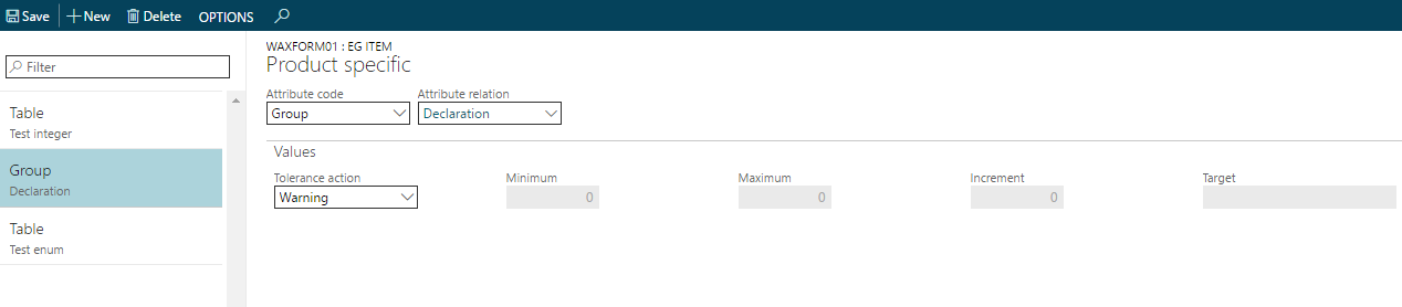 Figure 17: Product-specific batch attributes