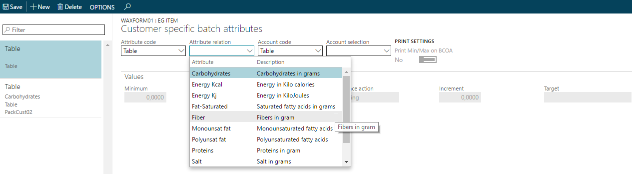 Figure 18: Customer-specific batch attributes