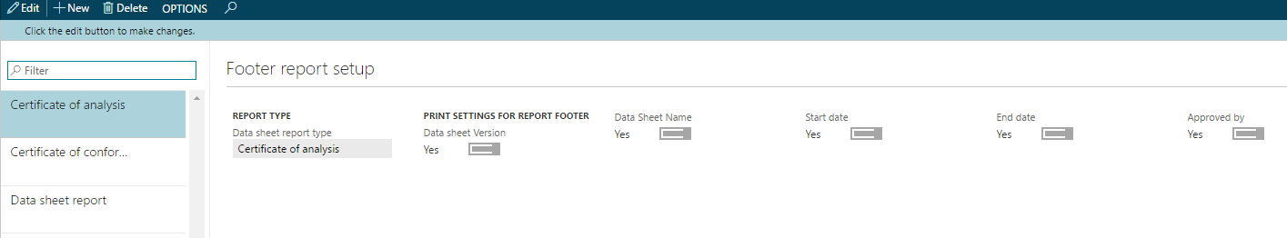 Figure 19: Datasheet footer setup