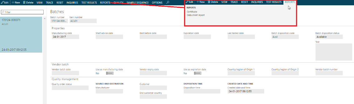 Figure 27: Certificate printing from batch overview
