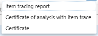 If wanted, the trace report and the certificates for batches included in the trace report can all be printed together. In that case the menu 