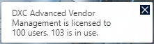 Figure 27: Infolog with error message if license qty is exceeded