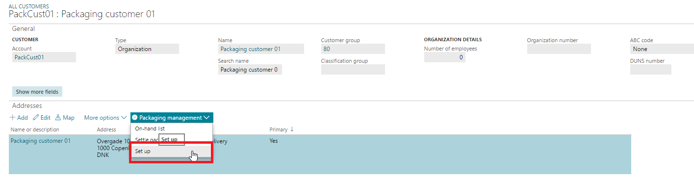 Figure 16: Packaging management setup