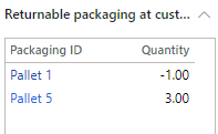 Figure 1: Packaging fact boxes on a sales order divided into Out- and (returnable) inbound packaging as well as already registered packaging. 1