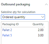Figure 1: Packaging fact boxes on a sales order divided into Out- and (returnable) inbound packaging as well as already registered packaging. 3