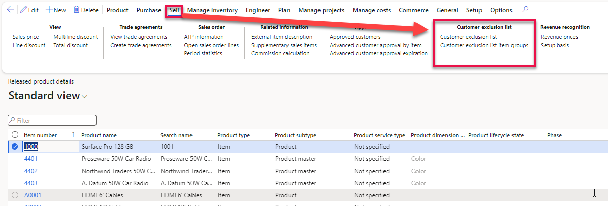 Dates on data shown on the tab page [Customer exclusion list] are editable if not approved. If marked as mandatory for approval only records that are approved will be included in the exclusion logic.