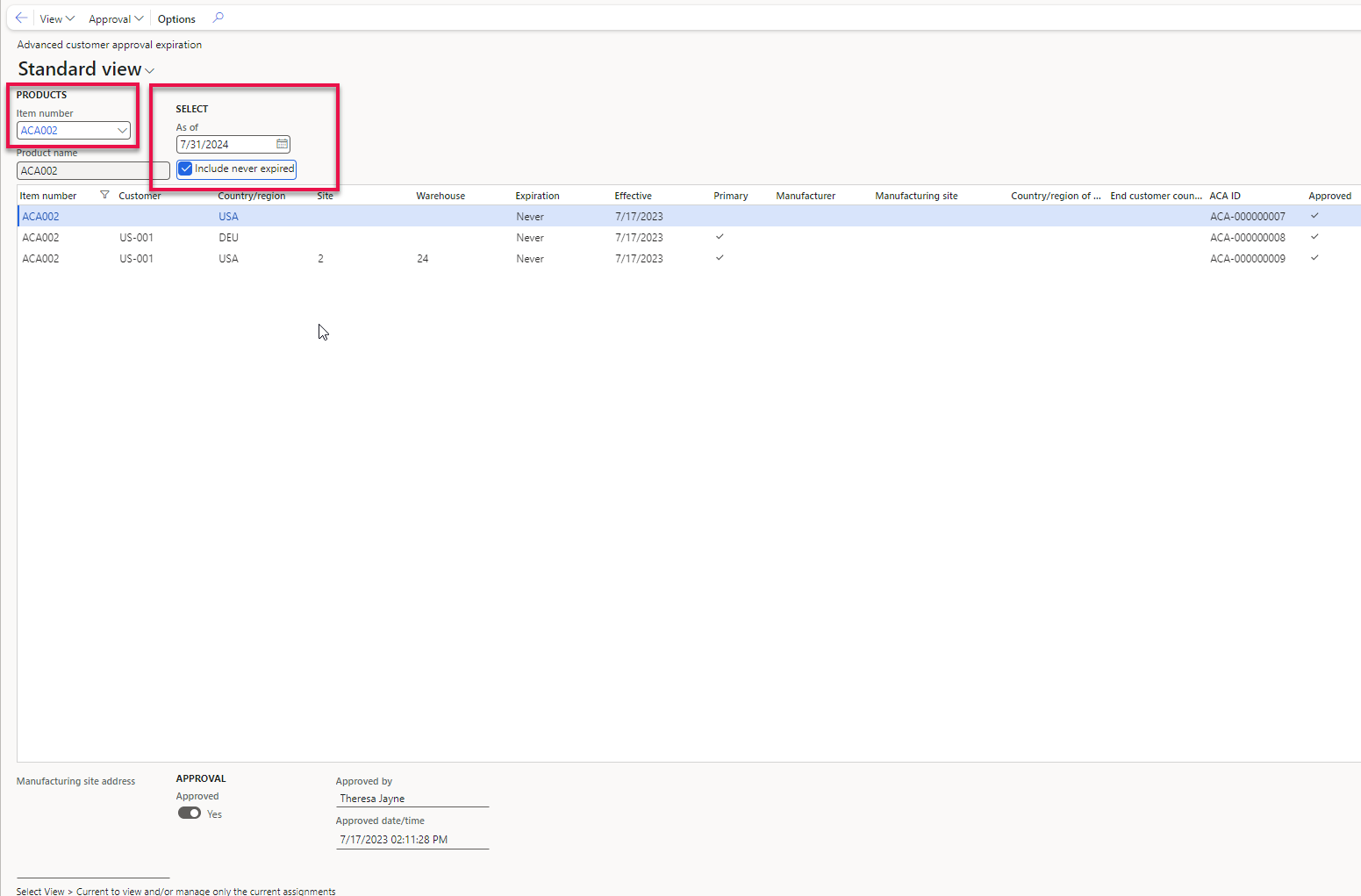 Figure 20: Inquiry Adv. customer approval expiration