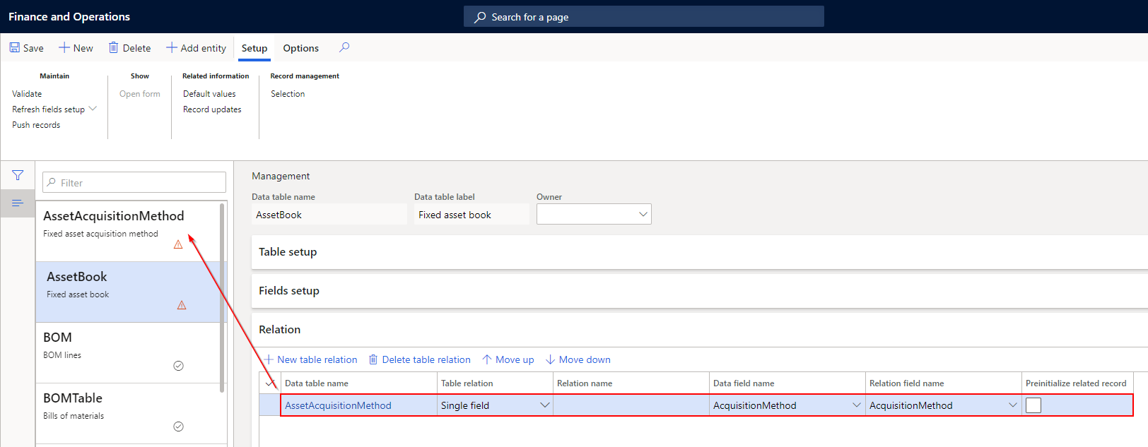 The system will create the table with related tables and relations between these. Note, that some of the created tables might require further setup.