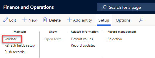 Validation checks if table is assigned to be synchronized in any company. If there are any issues, this will display the reason. This is set using “Selection” feature in “Record management” section. Furthermore, if record is not valid, this will be informed by displaying a yellow warning triangle in table configuration list on Management form.