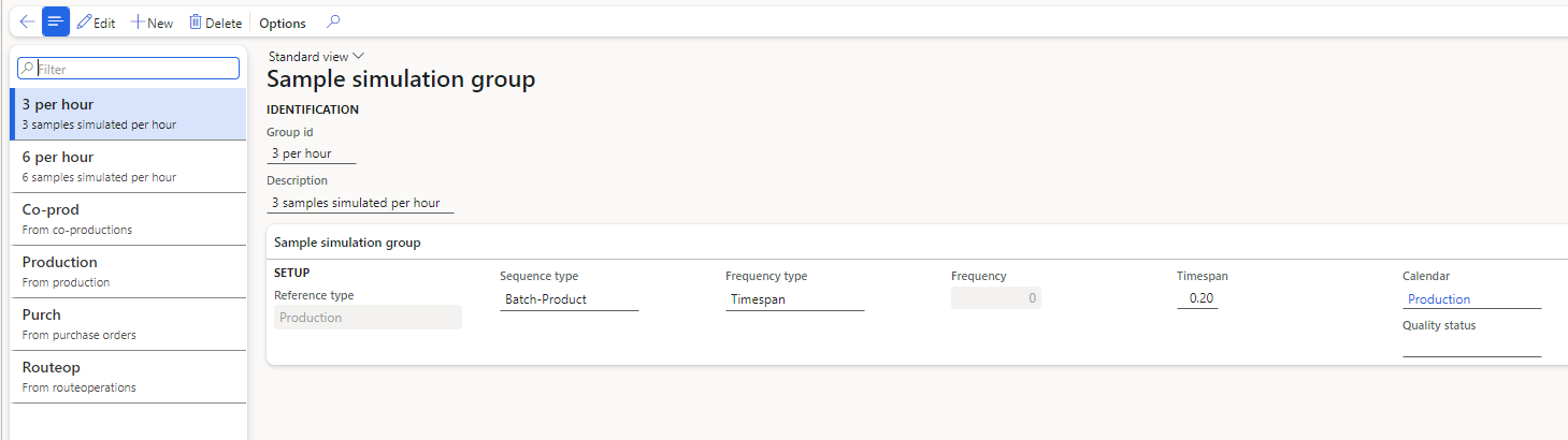 Figure 104: Setup of sample simulation groups