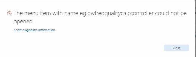 Figure 107: Error message for missing setup