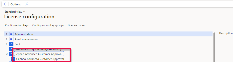 Figure 25: License configuration for ACA