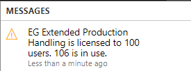 Figure 45: Infolog error when license qty is exceeded.