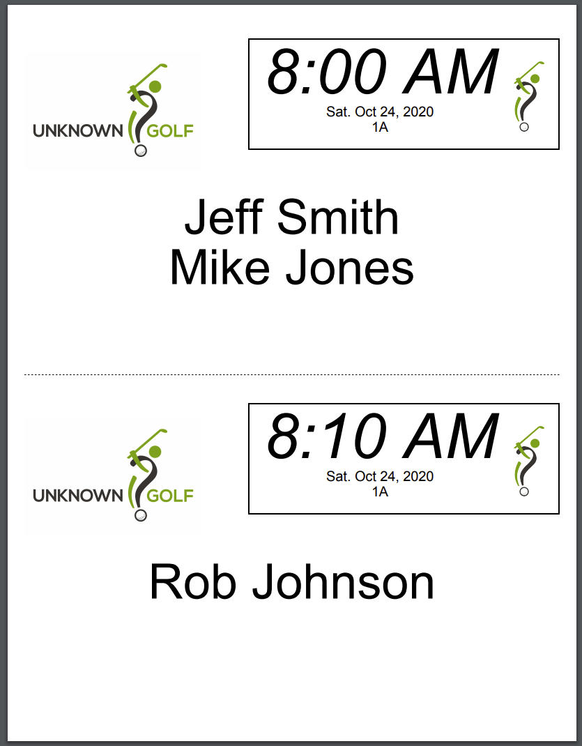 Golf Tournament Cart Sign Template