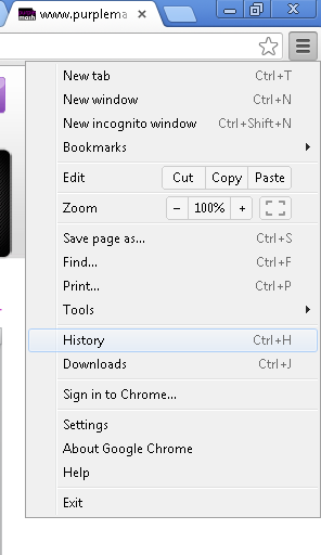 Chrome - Screenshot 1 (the menu)