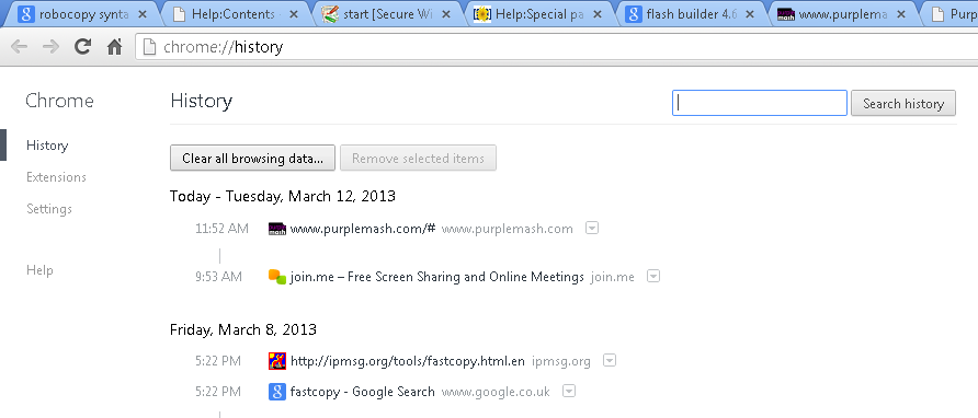 Chrome - Screenshot 2 (your history page)