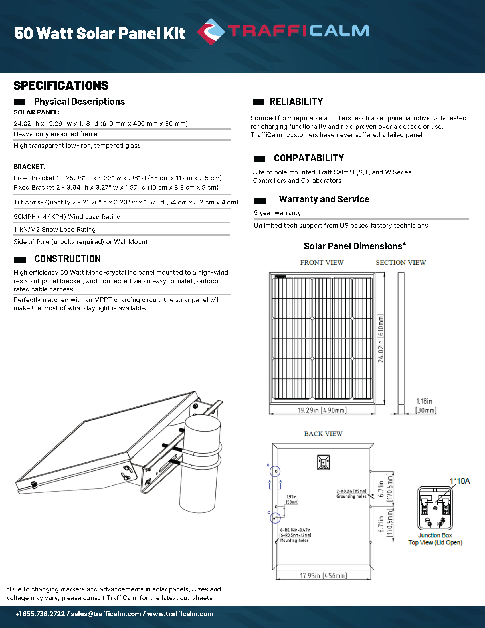 50 Watt Solar Panel Kit data sheet
