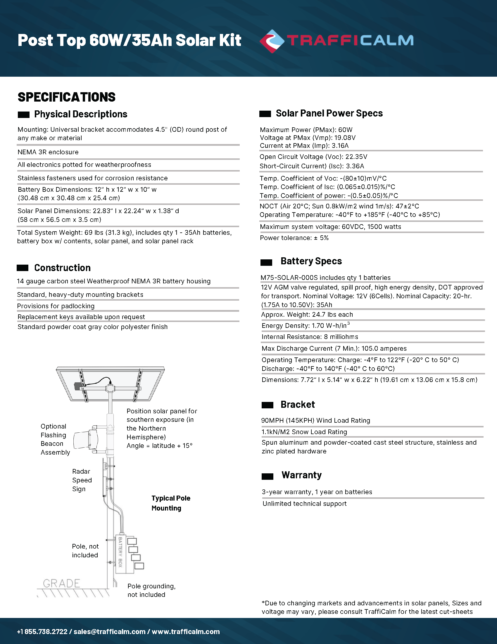Solar south post top Datasheet