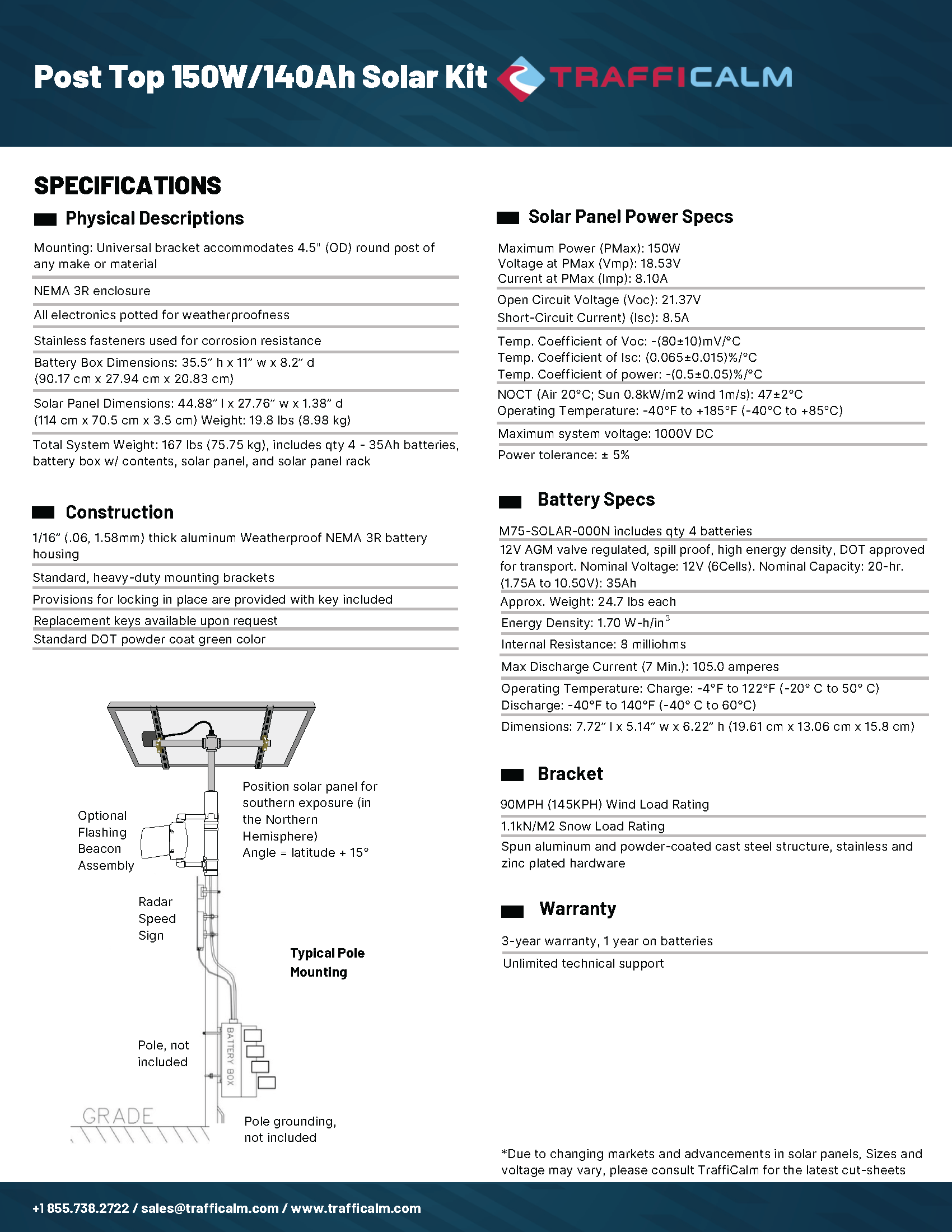 solar north post top data sheet