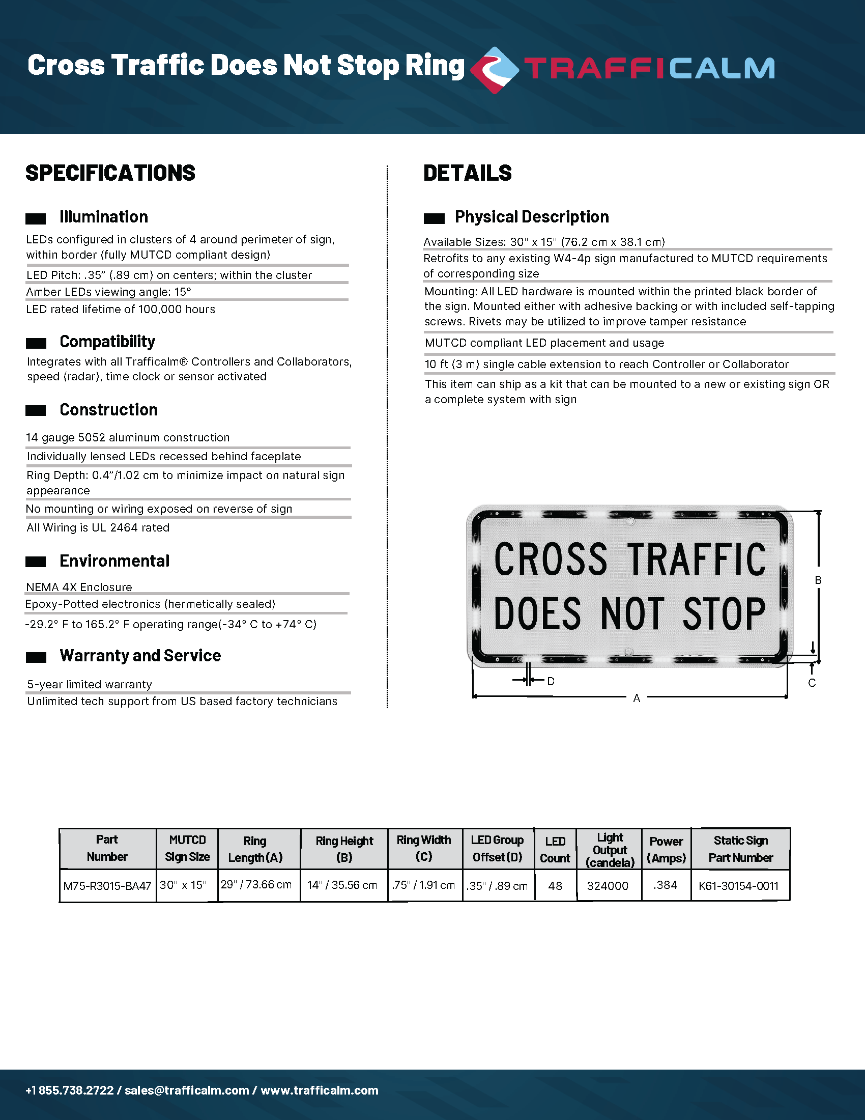 Cross Traffic Does not stop ring data sheet