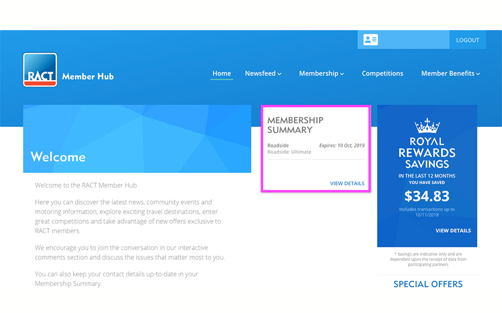 How do I view my RACT products and services? HelpDocs