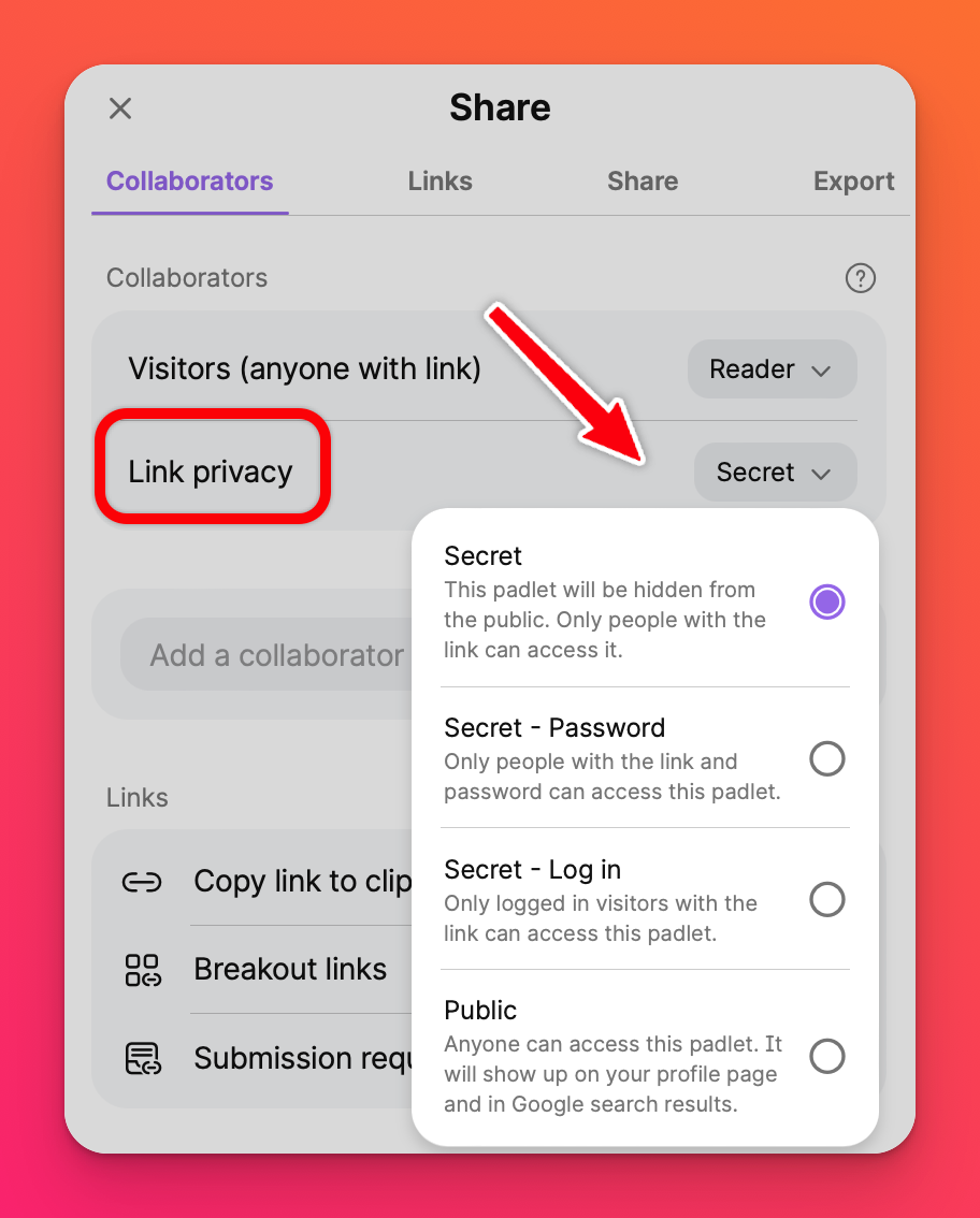 Padlet privacy options Padlet Knowledge Base & Support