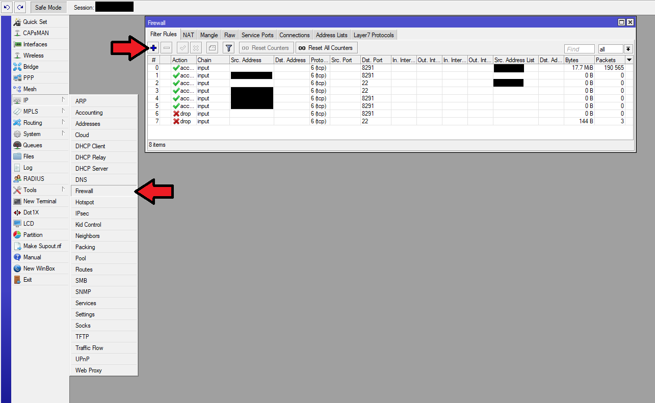 Mikrotik address list