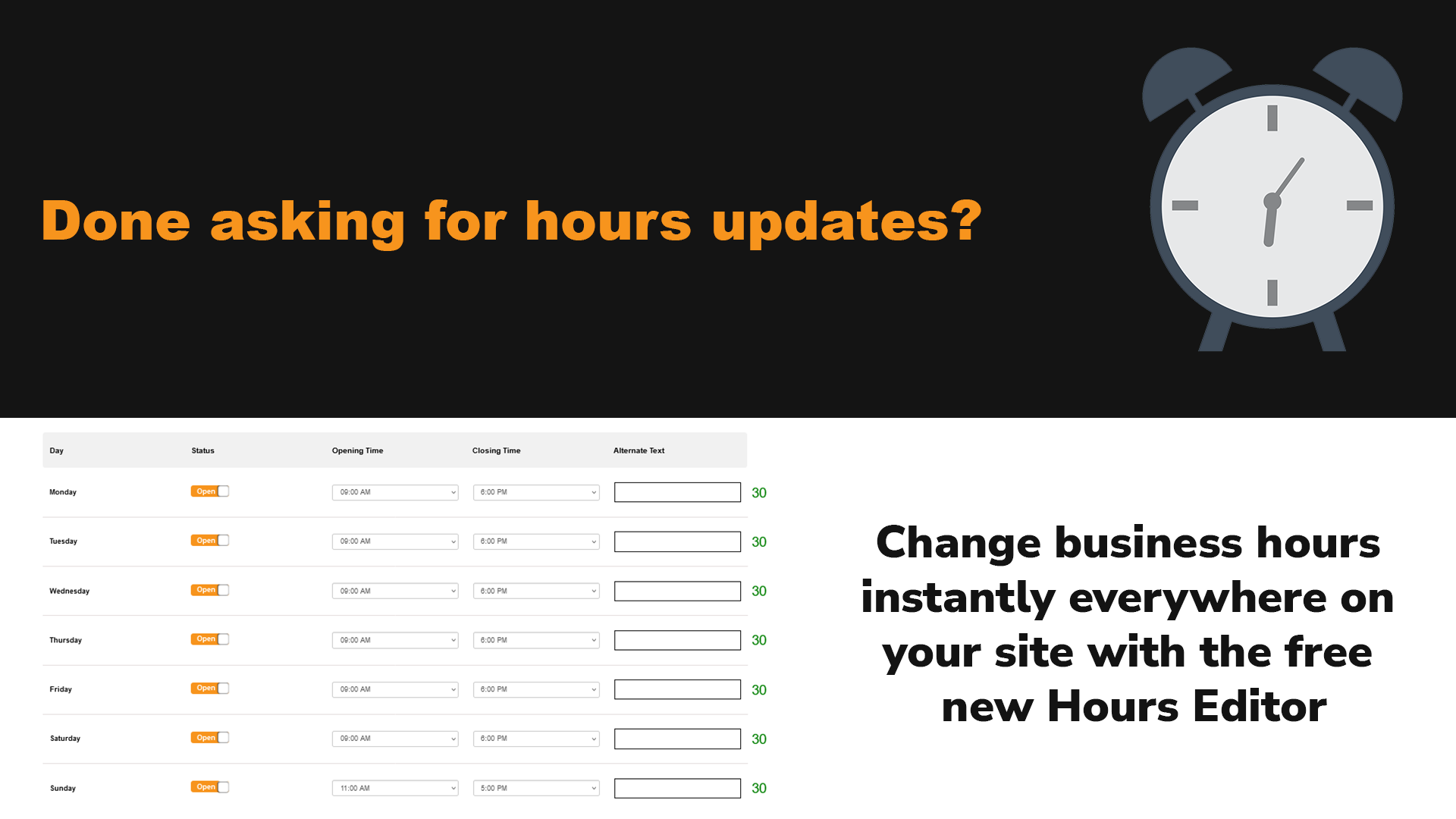 New feature: Hours Editor -- click this slide to see details