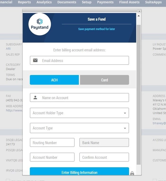 image of paystand interface