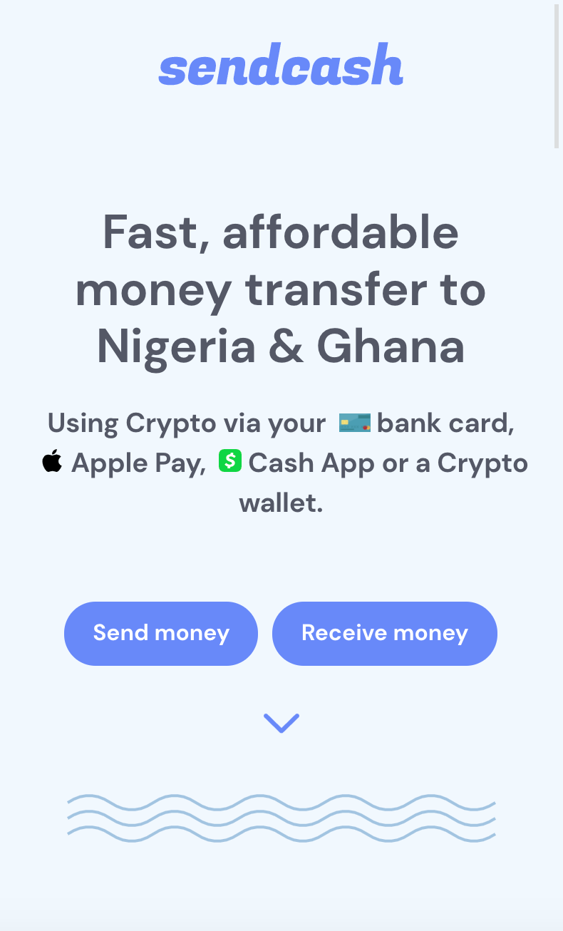 Sendcash homepage