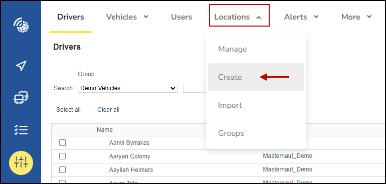 New locations can be added by zooming in on the map and clicking where a new location is to be added. 