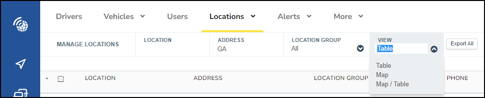 The manage locations ribbon