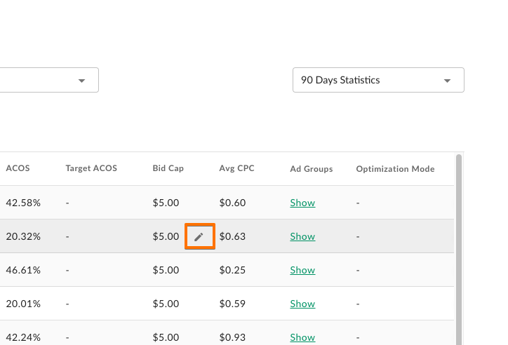 setting bid cap bids by badger
